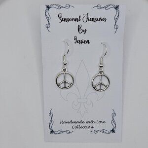 Handmade Peace Sign Earrings in Sterling Silver